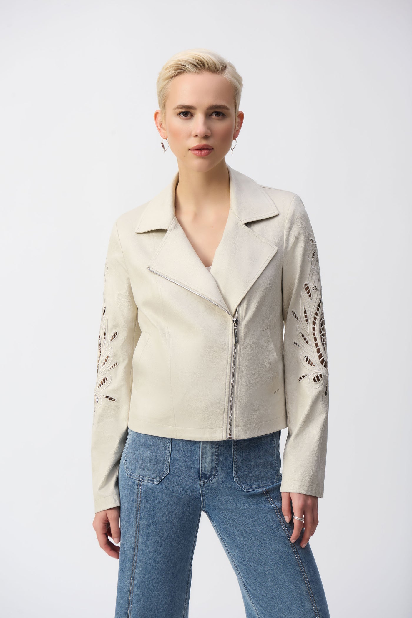 Foiled Faux-Suede Moto Jacket Joseph Ribkoff