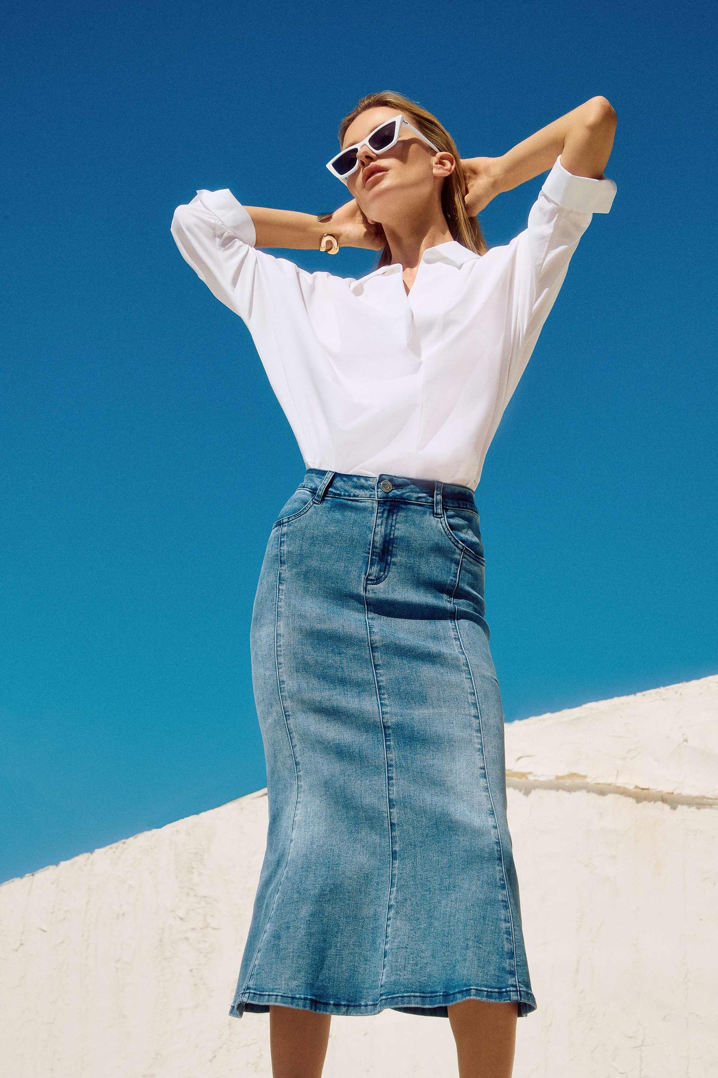 Stretch Denim Trumpet Skirt Joseph Ribkoff