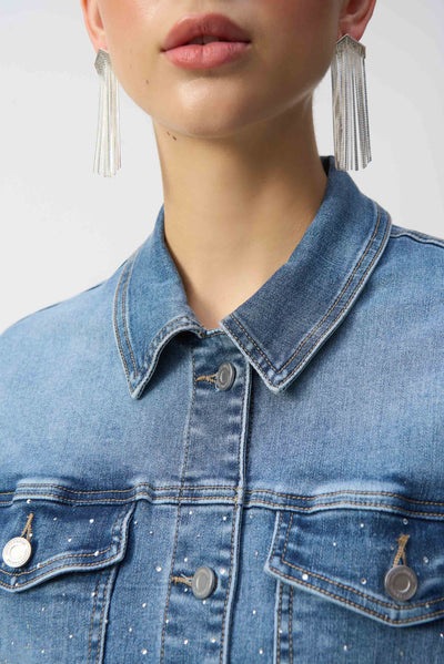 Stretch Denim Jacket with Embroidery Joseph Ribkoff