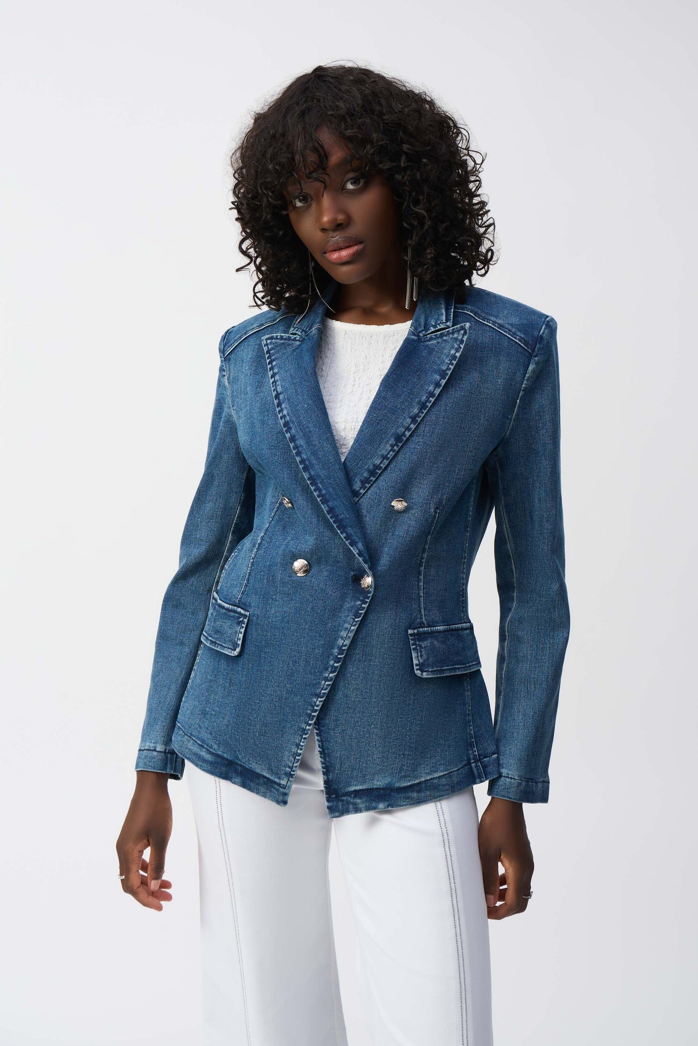 Stretch Denim Double-Breasted Blazer Joseph Ribkoff