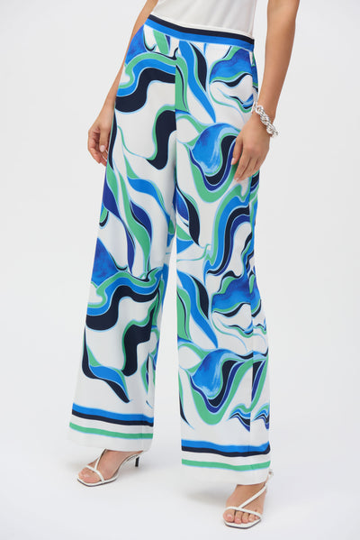 Woven Abstract Print Wide-Leg Pants