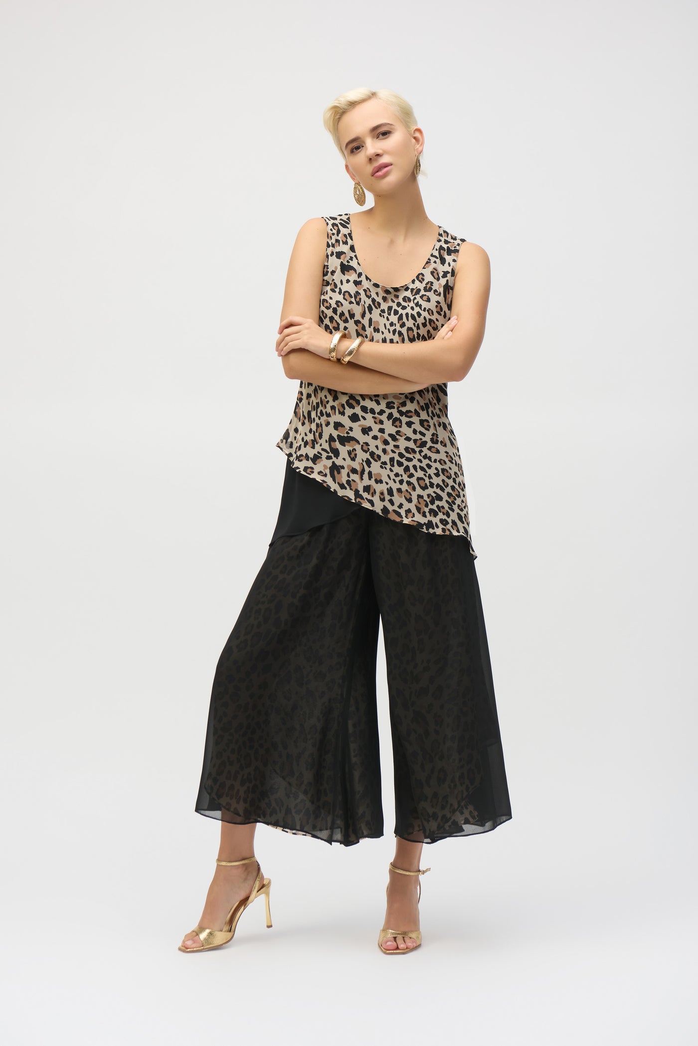 Chiffon Animal Print Reversible Culotte Pants