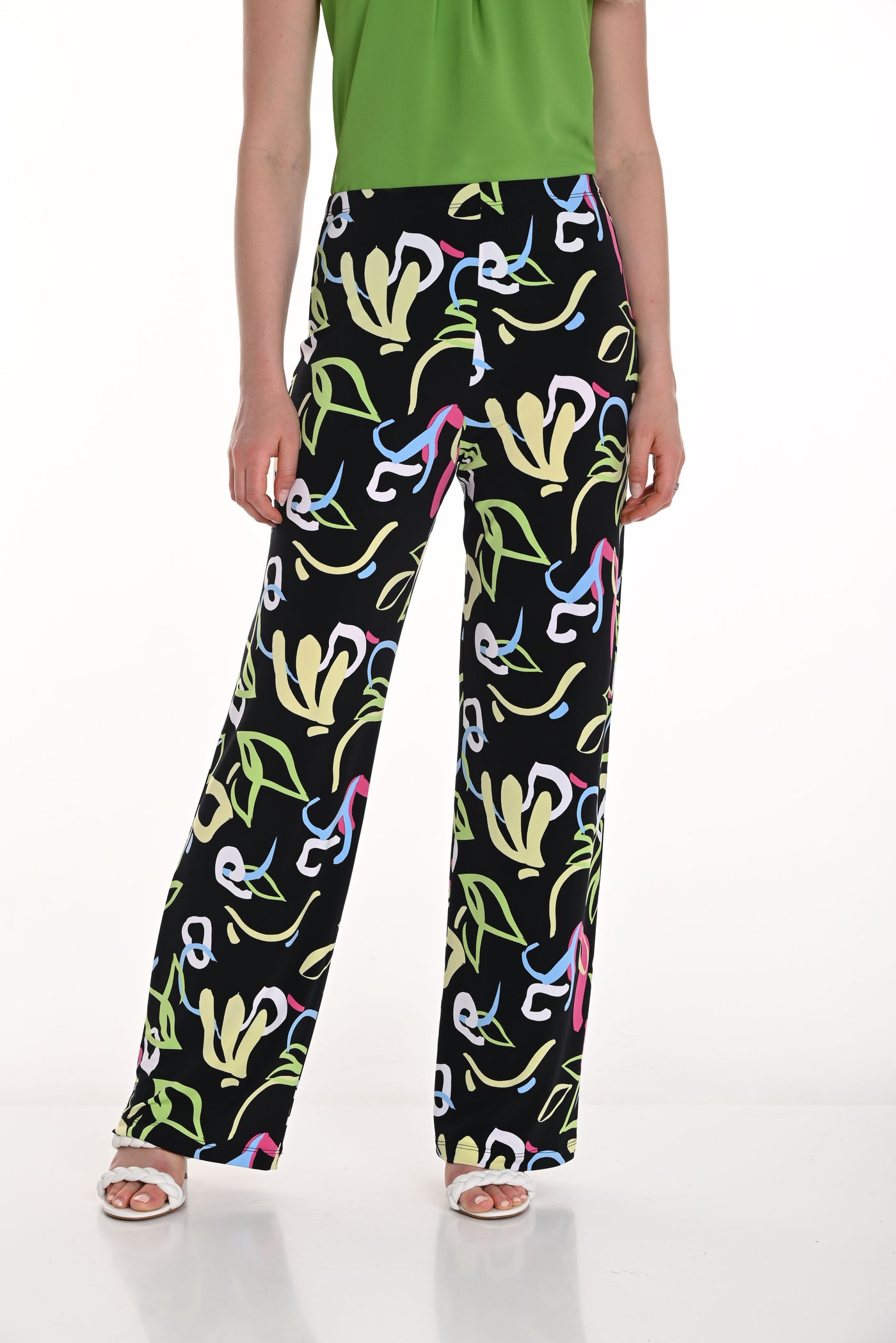 Bold Abstract Print Wide-Leg Pants Frank Lyman