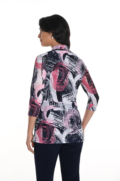 Chic Abstract Shawl Collar Frank Lyman