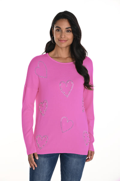 Heart-Embellished Knit Sweater Frank Lyman