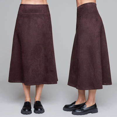 Faux Suede Skirt Carre Noir