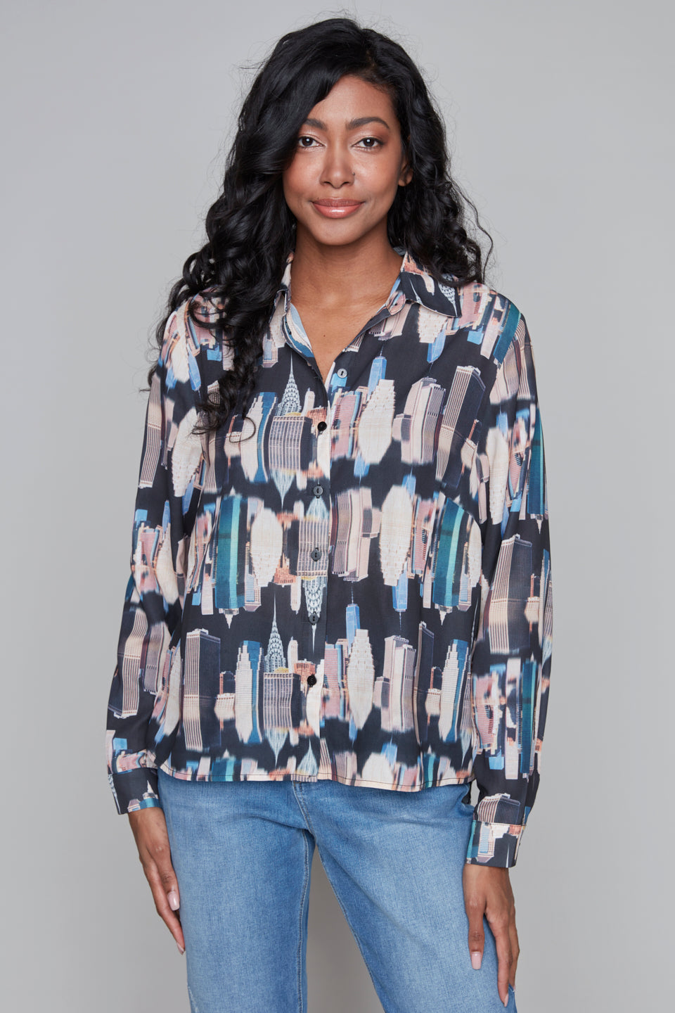 Printed Blouse Carre Noir