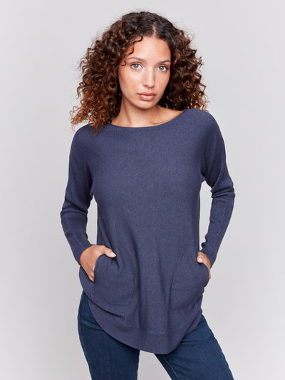 Knit Sweater with Back Lace-Up Detail Charlie B