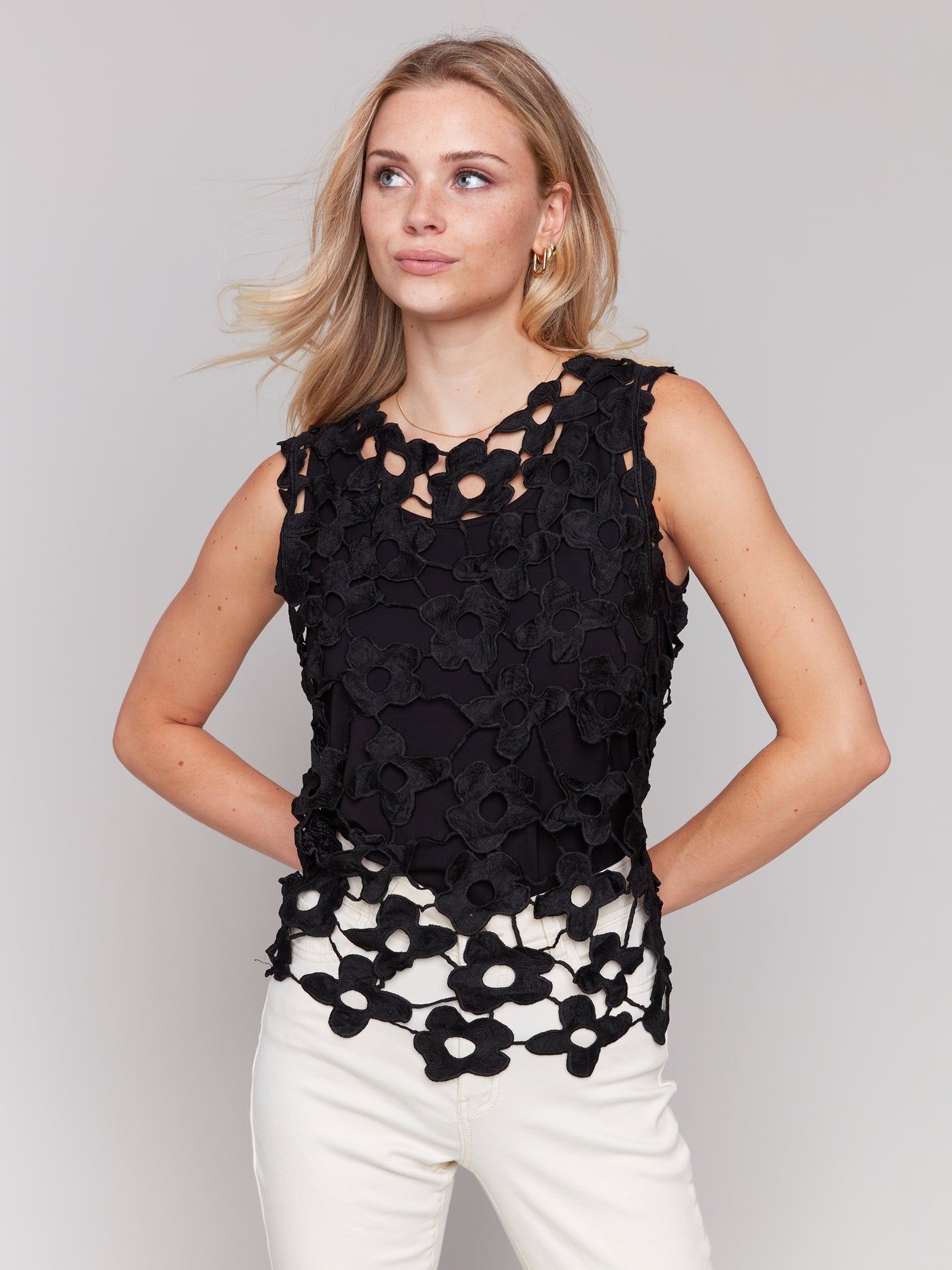 Floral Crochet Sleeveless Top Charlie B