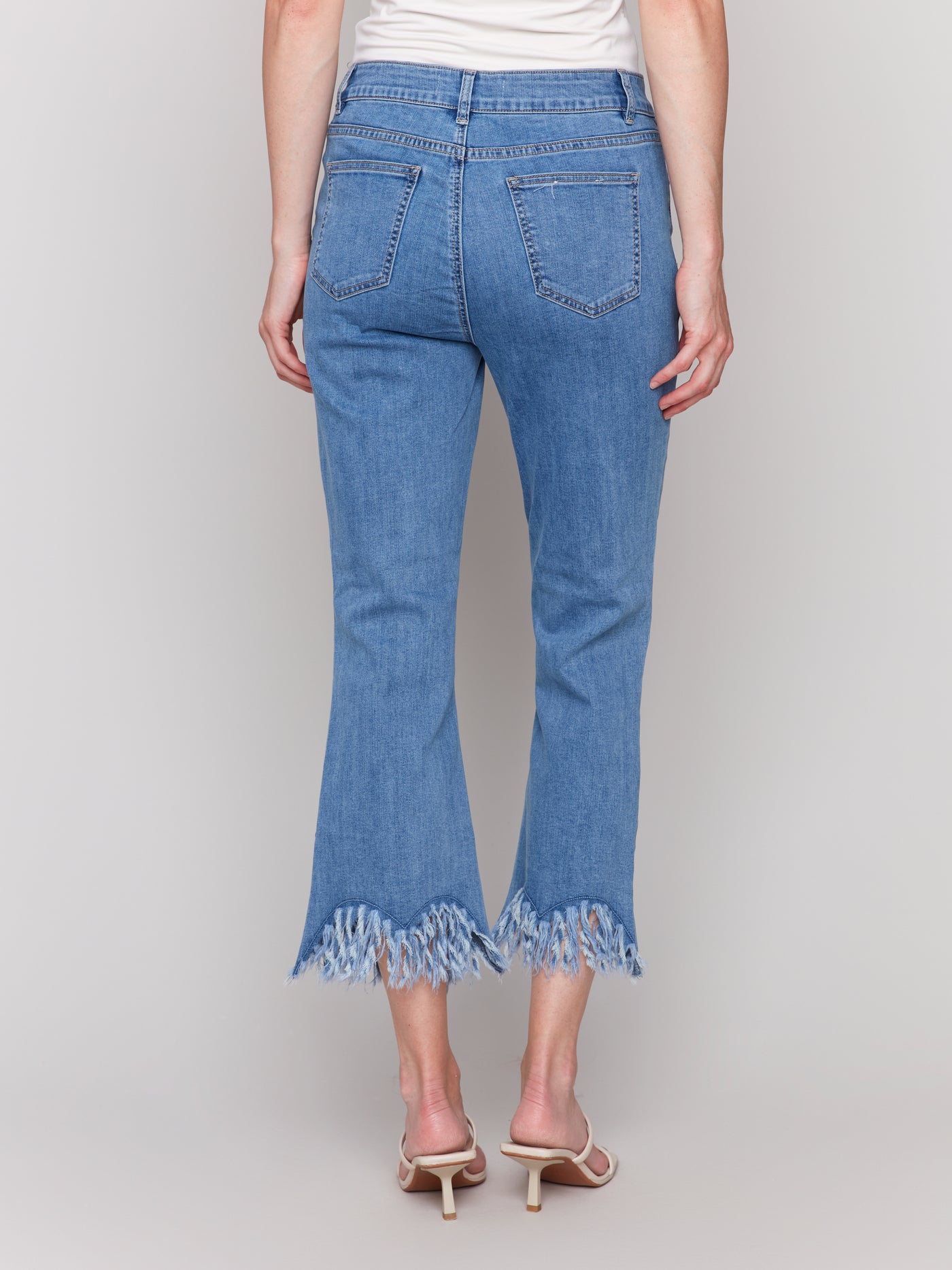 Cropped Jeans with Fringed Hem Charlie B