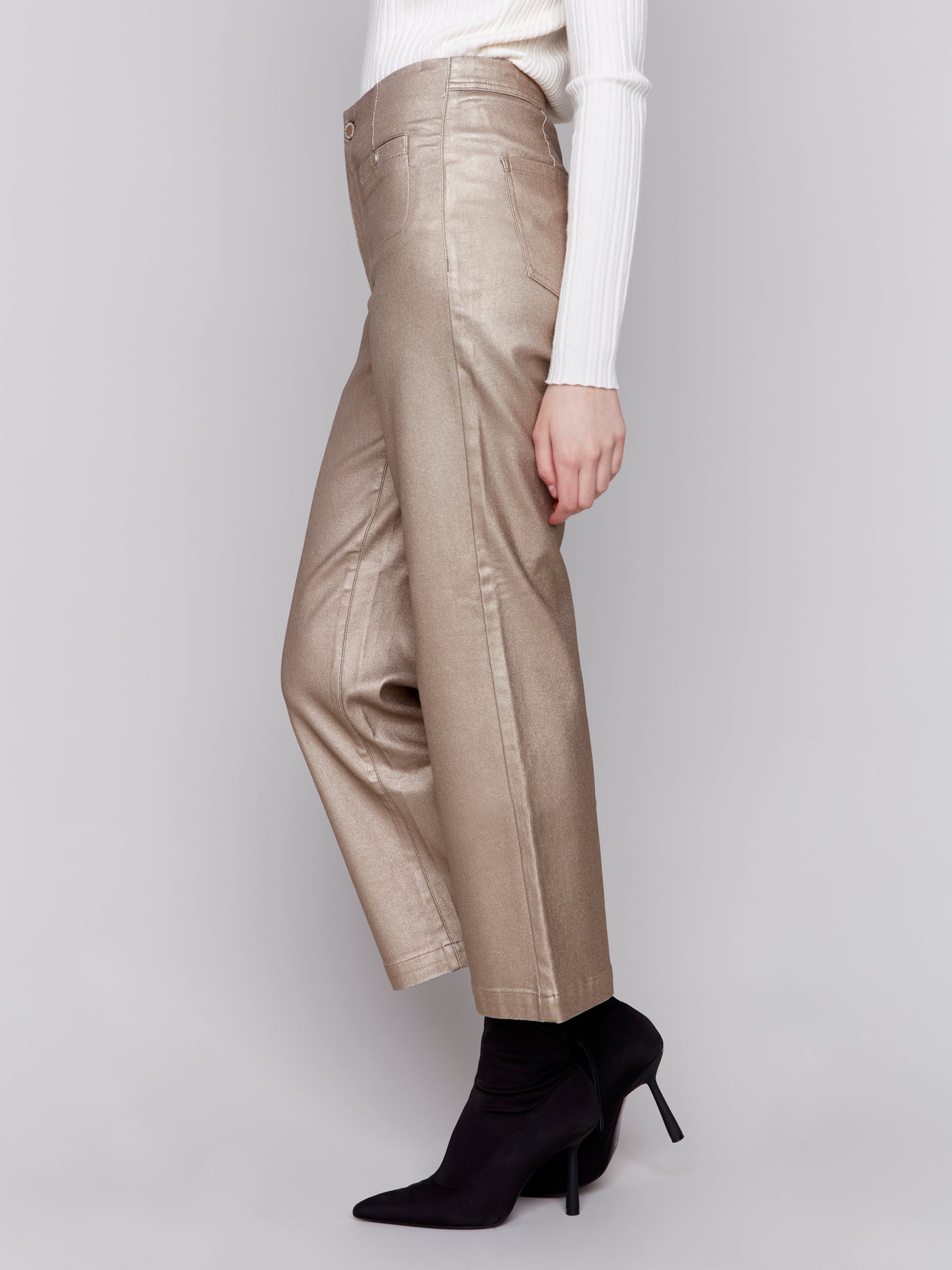 Metallic Wax Flared Pants Charlie B