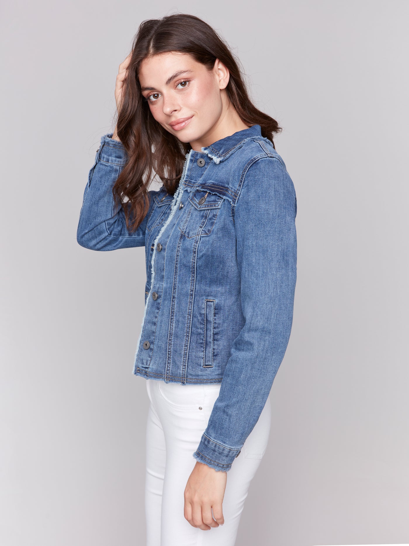 Jean Jacket with Frayed Edges Charlie B