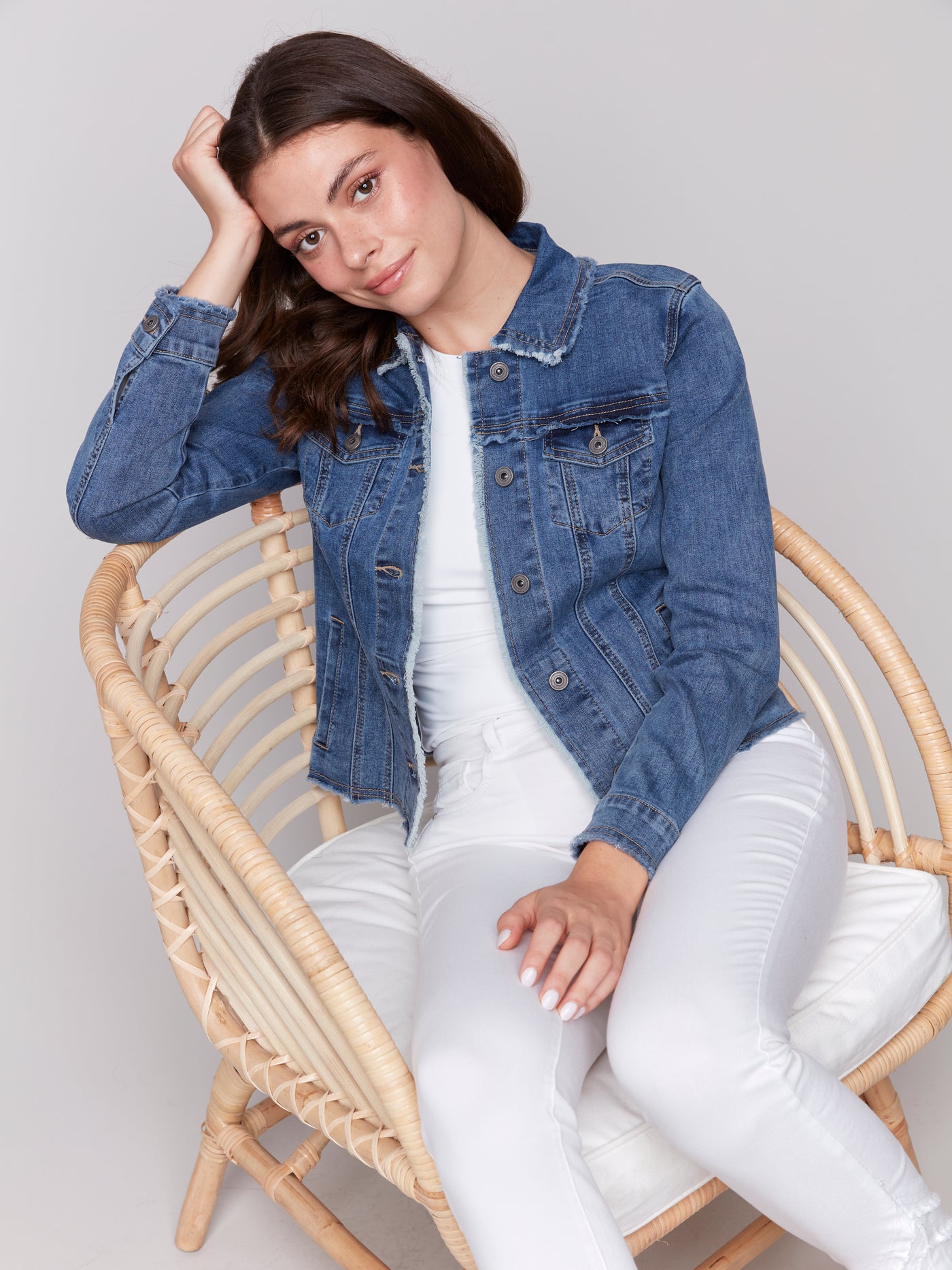 Jean Jacket with Frayed Edges Charlie B