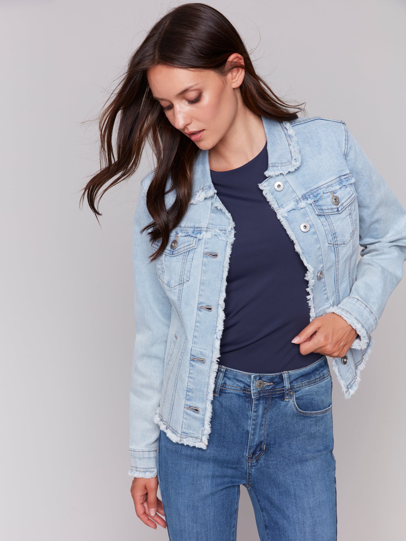 Jean Jacket with Frayed Edges Charlie B