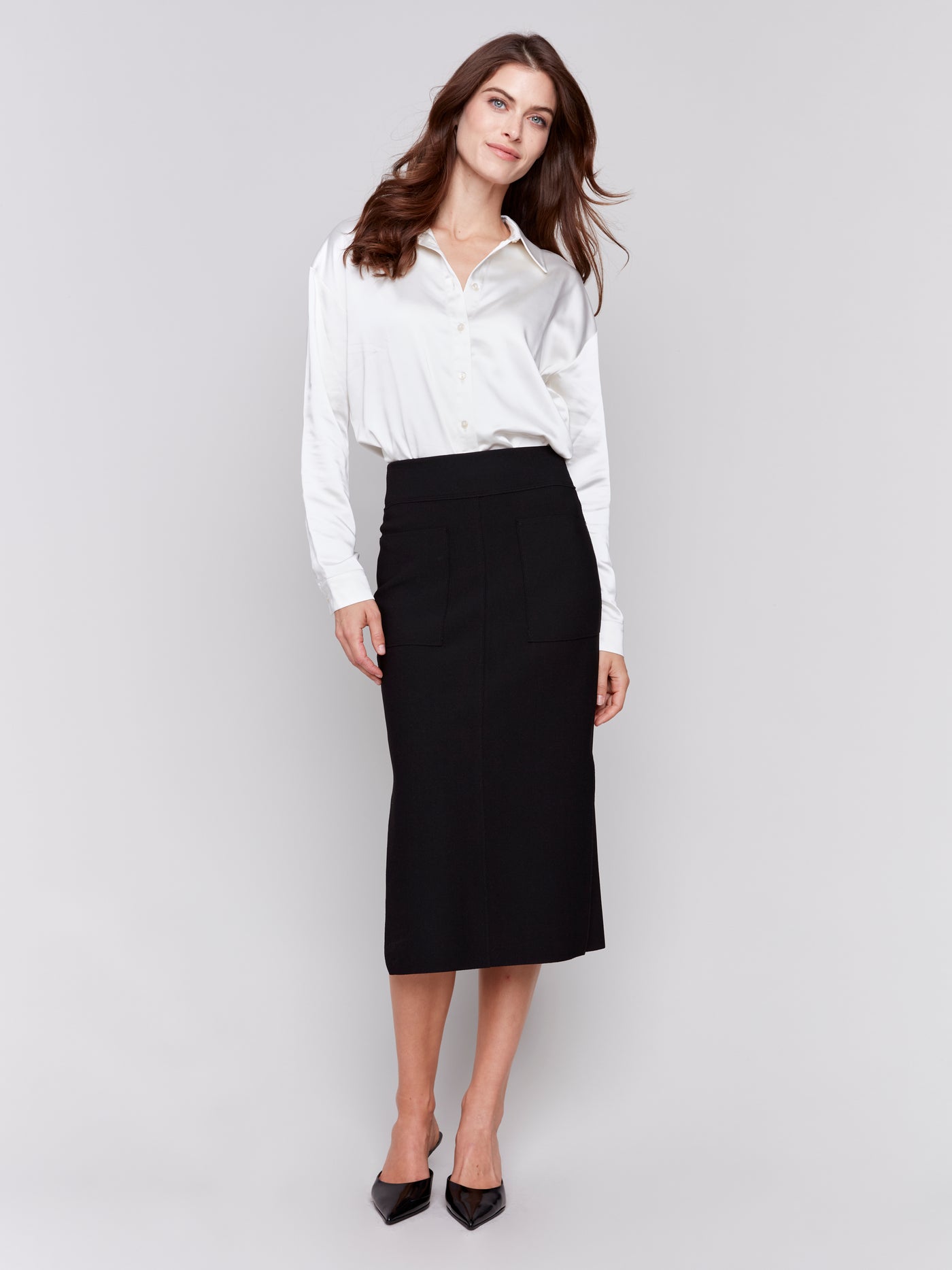 Gutsy Crepe Skirt with Patch Pockets Charlie B