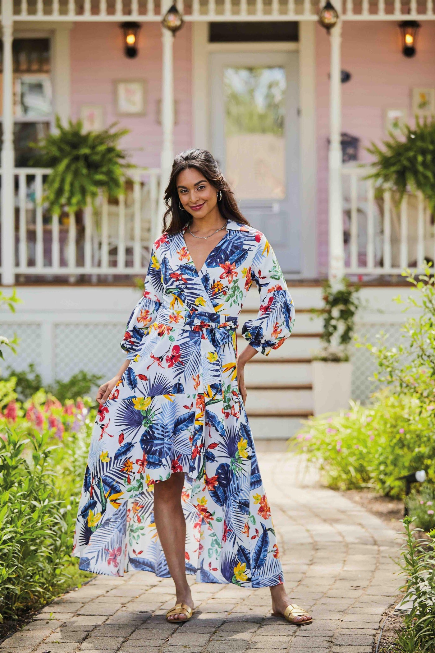 High low tropical clearance dress