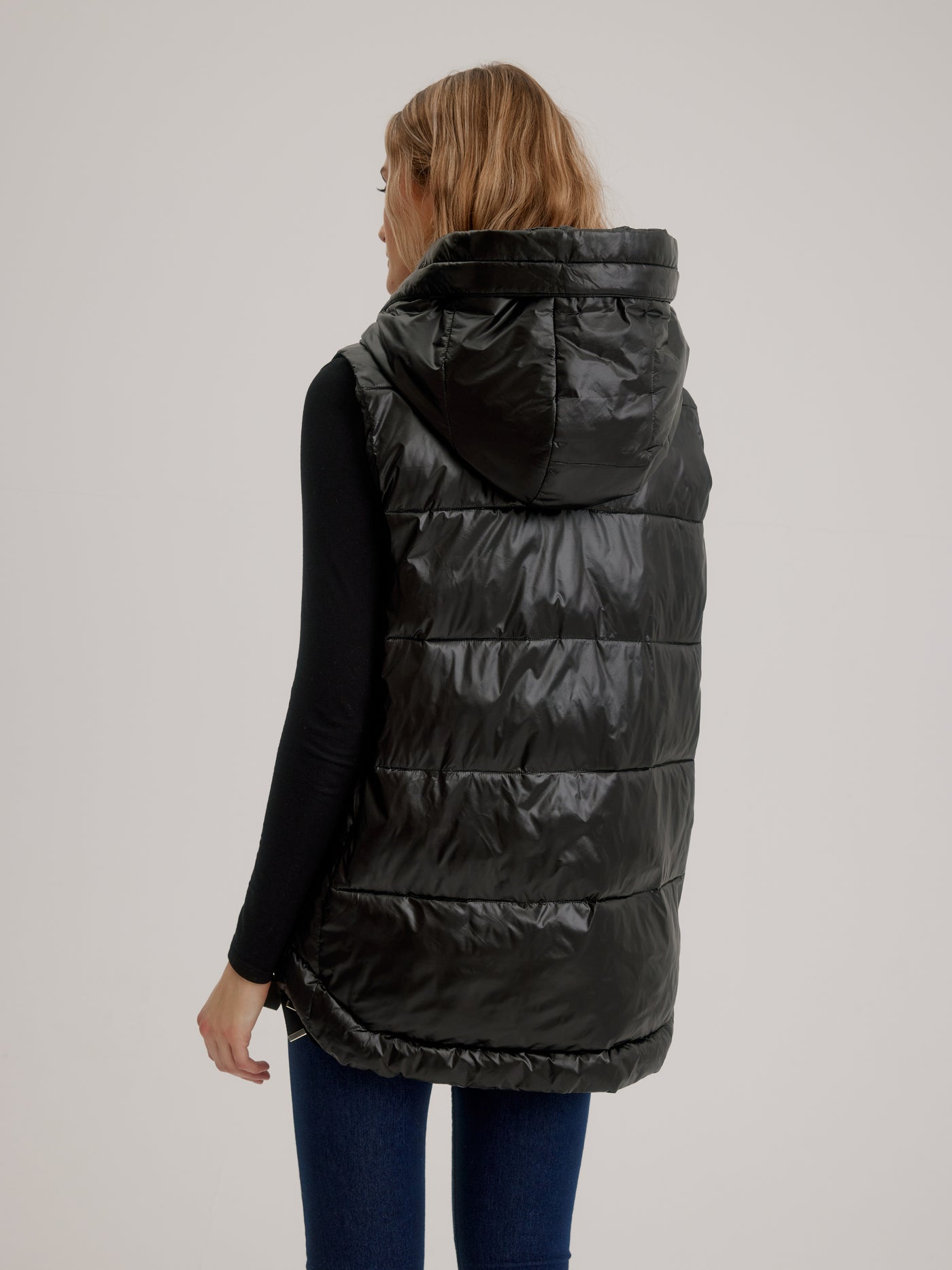 Quilted High – Low Vest W/ Grosgrain Trims Nikki Jones