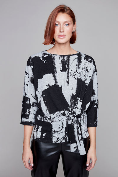 Abstract Tie-Front Top Compli K