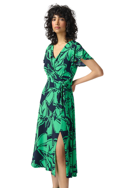 Floral Print Silky Knit Flowy Wrap Dress Joseph Ribkoff