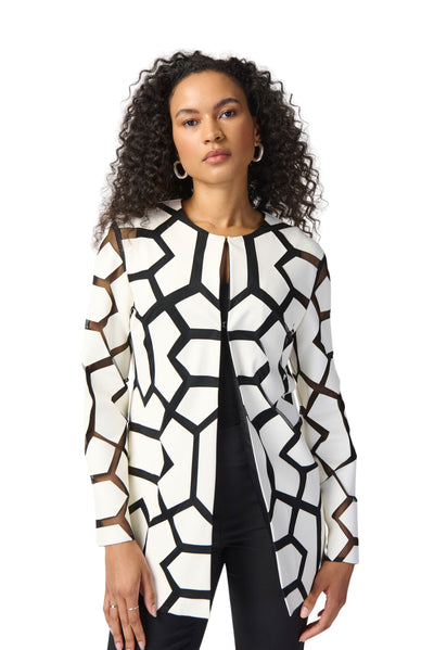 Laser-Cut Leatherette on Mesh Jacket Joseph Ribkoff