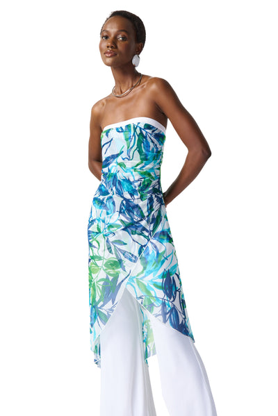 Mesh And Silky Knit Tropical Print Jumpsuit Joseph Ribkoff