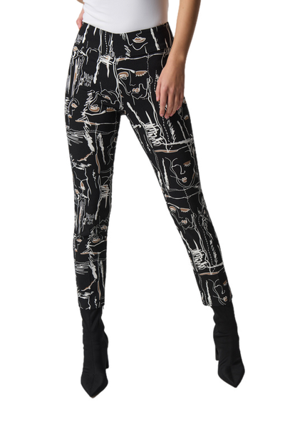 Joseph Ribkoff Face Print Cropped Pants 