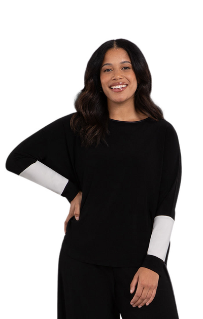 Sympli Colour Block Sleeve Nu Cinch Top, Long Sleeve 