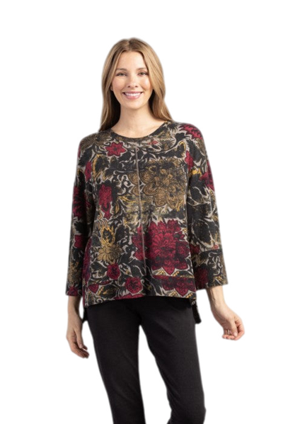 Habitat Rib Trim 3/4 Sleeve Boxy Crew