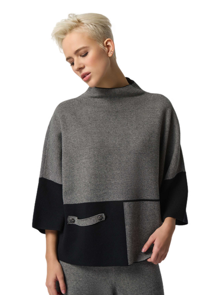 Joseph Ribkoff Colour-Block Funnel Collar Top 