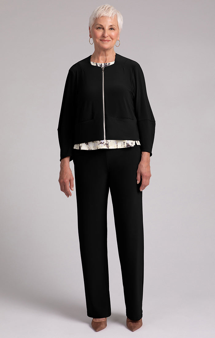 Cropped Lantern Jacket with Zip Front Sympli