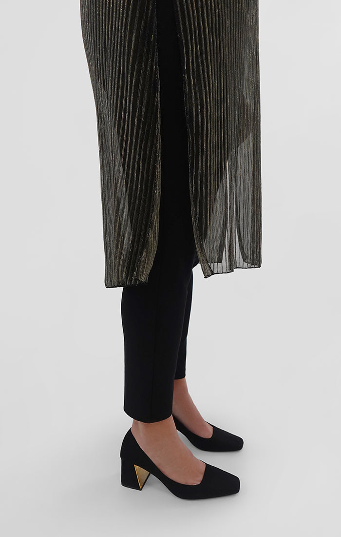 Funnel Neck Slit Over Under, Pleated Mesh Sympli