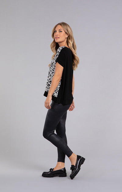 Sympli Print Satin Dolman Top, Cap Sleeve 