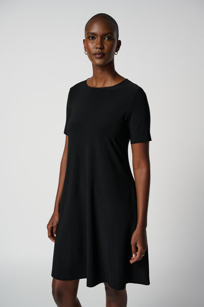 Joseph Ribkoff Abstract Print Silky Knit Shift Dress 231201 Black/Multi