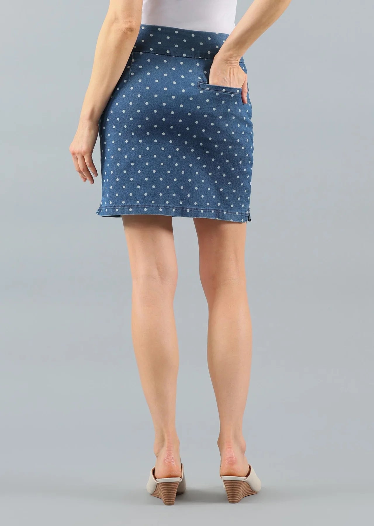 Lisette L Audrey Dot Denim Skort 