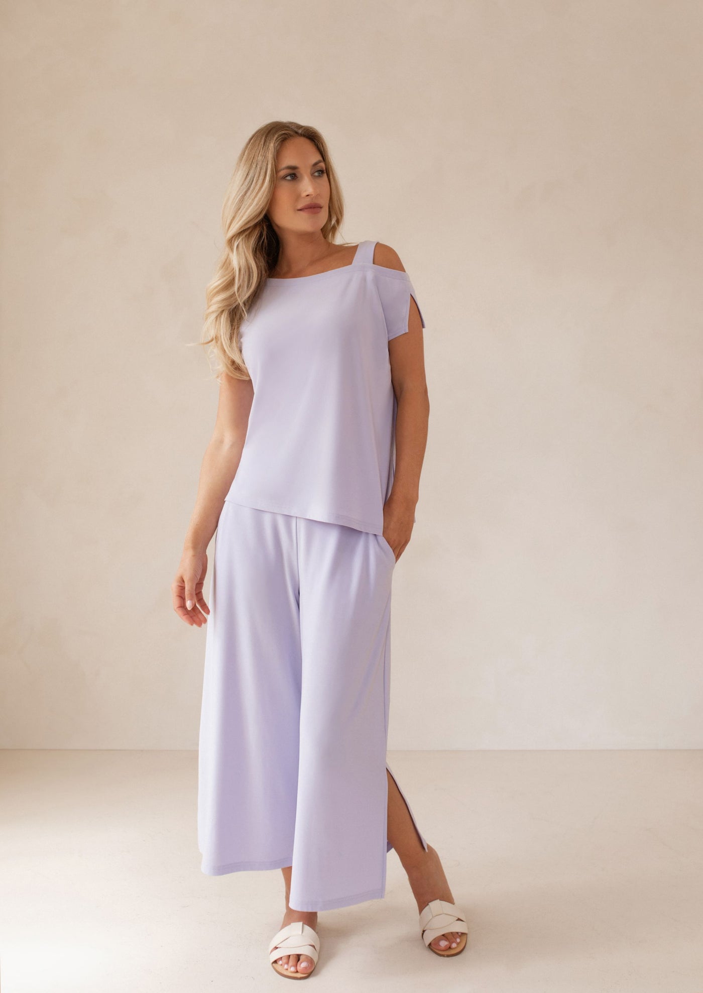 Sympli One Shoulder Boxy Top, Cap Sleeve 