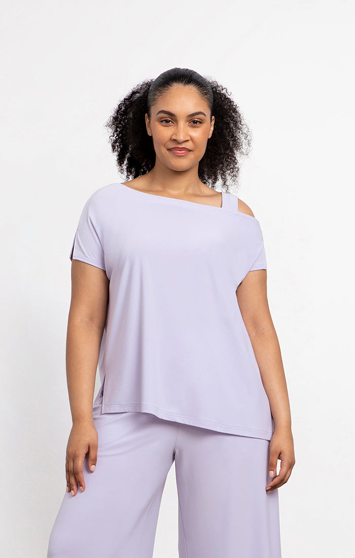 Sympli One Shoulder Boxy Top, Cap Sleeve 